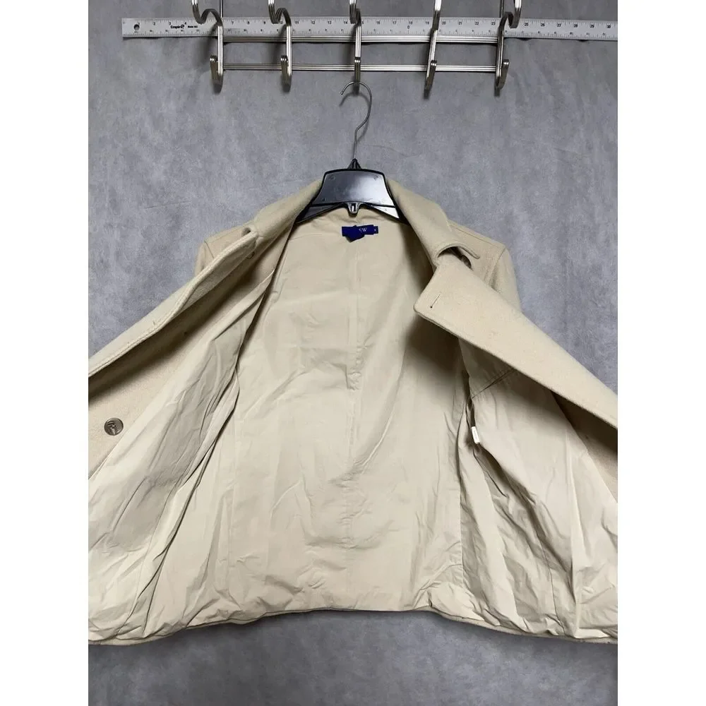 J Crew Pea Coat Women M Ivory Cashmere Wool Nylon Double Breasted Jacket Luxury - Picture 8 of 8